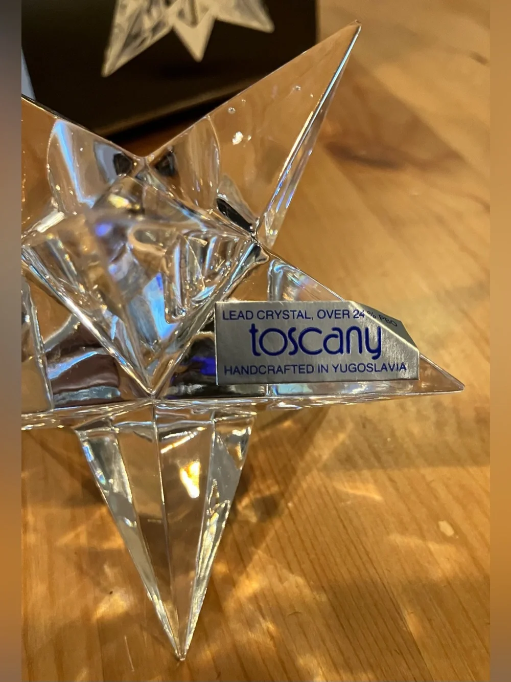 EUC The Toscany Collection 24% Lead Clear Crystal Star Candle Holder 4” 9 point